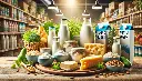 DALL·E 2024-11-07 11.23.44 - A 16_9 aspect ratio image featuring a vibrant display of dairy and plant-based alternative products. The scene includes milk bottles, cheese wedges, y.webp
