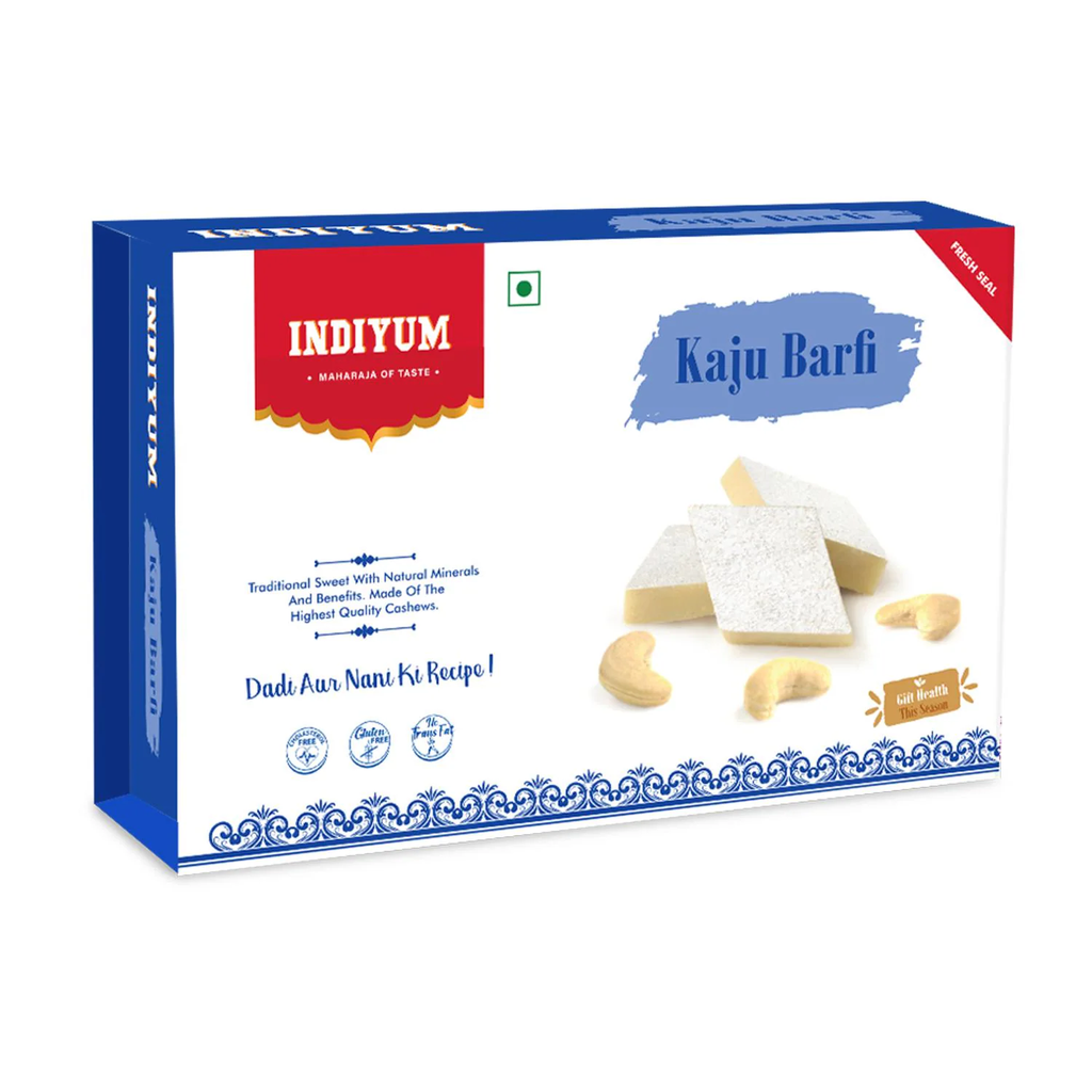 Indiyum Kaju Barfi Sweet 200g (Kaju Katli / Kaju Burfi | Indian Mithai / Festive Sweets Gift Pack / Box | Diwali Sweet Gifts)