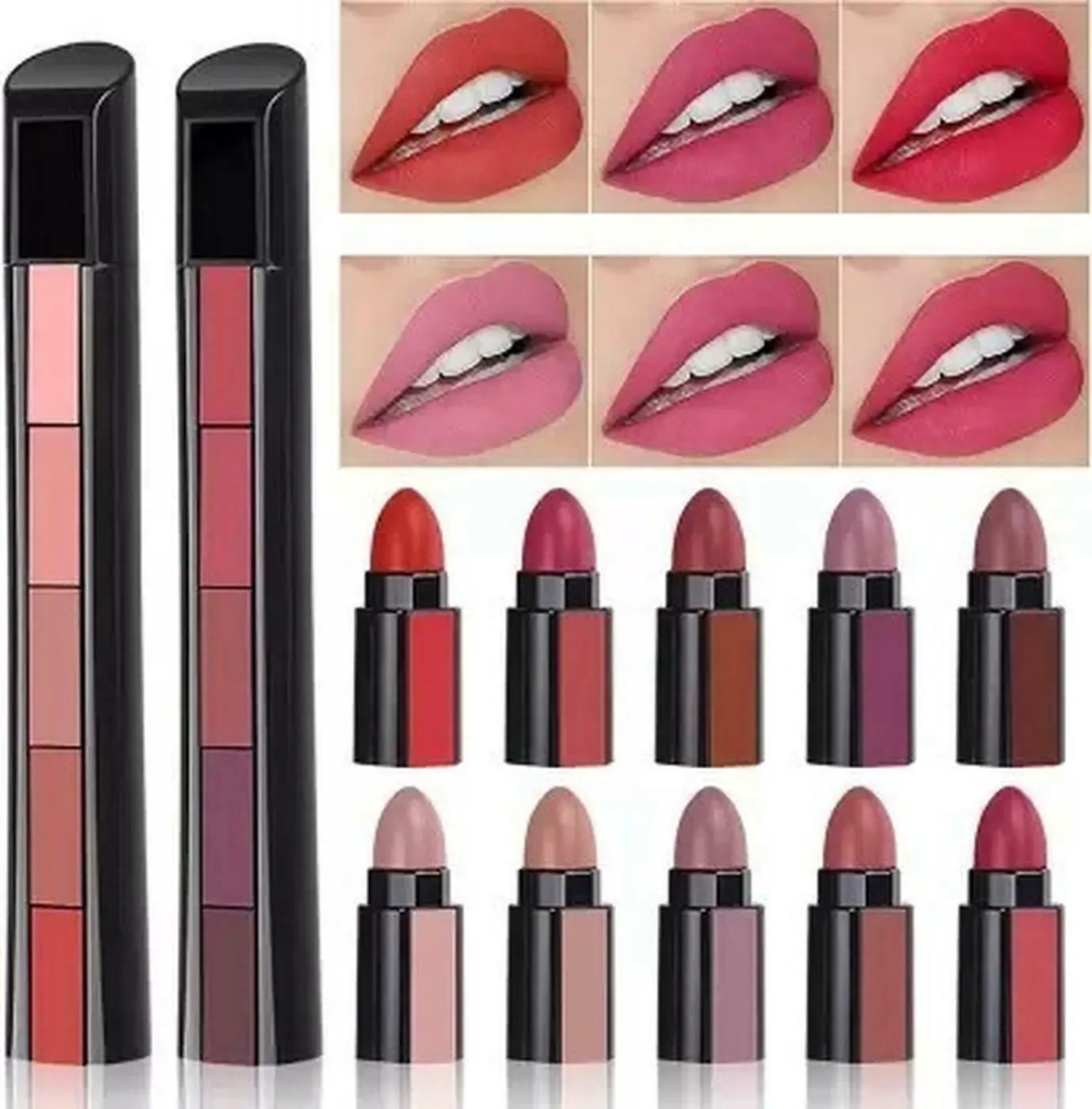 KA CAYLA Beauzy 5in1 Nude and Red edition Matte Travel Sized Pen Lipsticks Set (Multicolor, 10 g)