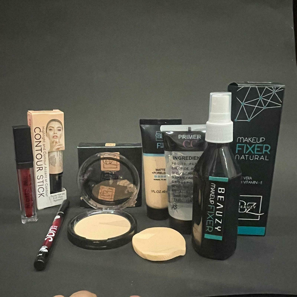 KA CAYLA Beauzy fixer,primer,foundation,compact,yanqina,contour stick and liquid lipstick (7 Items in the set)