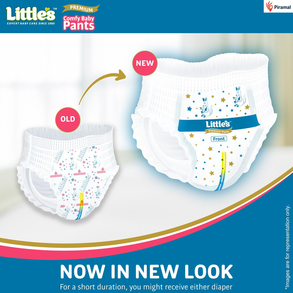 Little's Premium New Born Baby Diaper Pants Style (NB) | Upto 5 kg | 80 Count - Pack of 2 | CottonSoft Baby Diapers with Leakage Guard, Wetness Indicator & 12 Hours Absorption