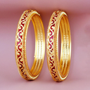 Lucky Jewellery 18K Gold Plated Designer Reddish maroon color Traditional Ethnic Bangles set For Women For Women (178-J1BG-1714-R2-28)