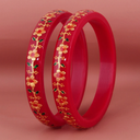 Lucky Jewellery Designer pair of Sankha & bengali pola Reddish maroon color Traditional Ethnic Bangles set For Women (238-J1BG-1706-R2-28)