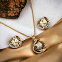 Lucky Jewellery Fashion Pendant Gold Color Stone Necklace Locket With Studs Long Chain Gold Plated Pendants Chains Western Valentine Gifts Birthday For Girls & Women (250-CHL1S-1002B-LCT)