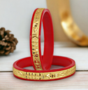 LUCKY JEWELLERY Gold Plated Designer Red Color Traditional Ethnic 2 Pcs. Bangles Set for Women (137-J1BG-284-R2-24)