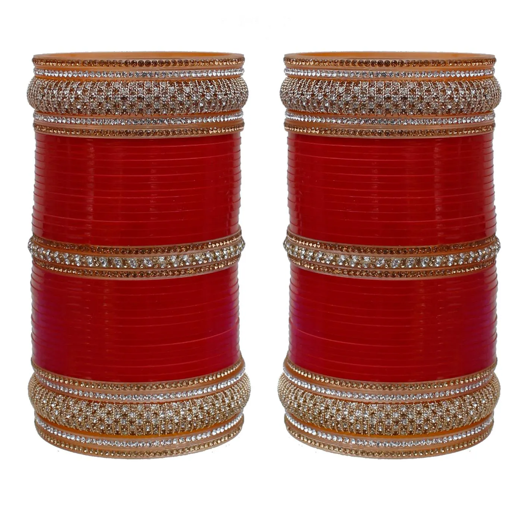 Lucky Jewellery Red Designer Chura Bridal Wedding Punjabi Choora Fashion Jewellery Chuda Set (2072-M1C1-LOVESEERET-R22)