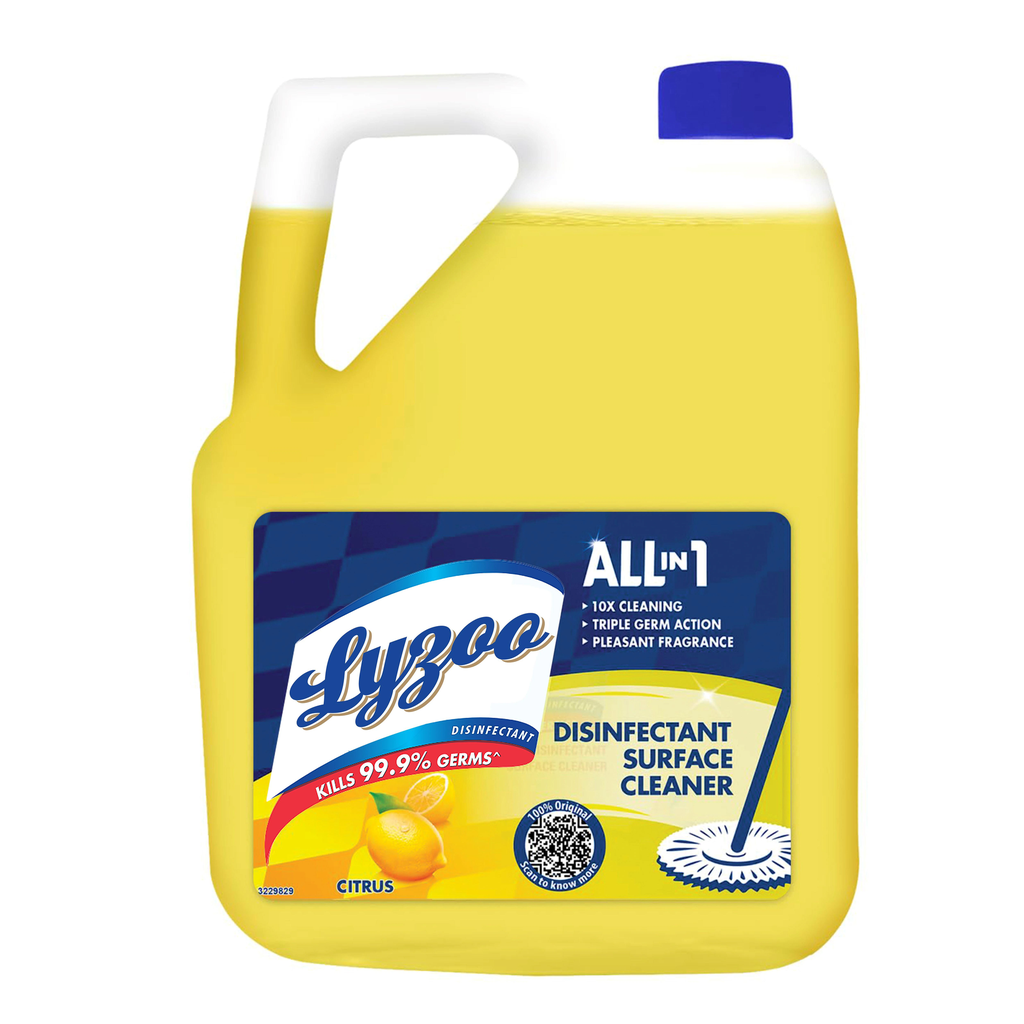 LYZOO 5 Litre - Citrus, Disinfectant Surface & Floor Cleaner Liquid | Suitable for All Floor Cleaner Mops | Kills 99.9% Germs| India's #1 Floor Cleaner