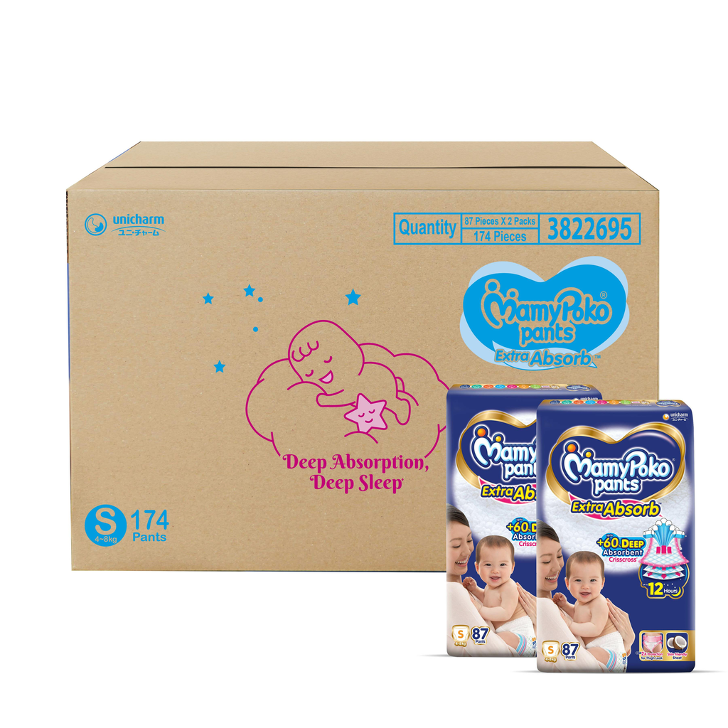 MamyPoko Pants Extra Absorb S174 |Baby Diapers |Small |174 count