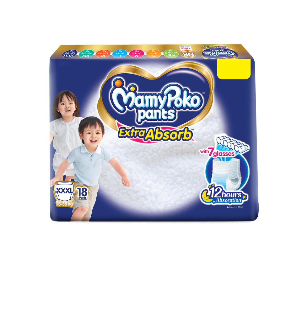 MamyPoko Pants Extra Absorb XXXL18 |Baby Diapers |XXXL |18 count