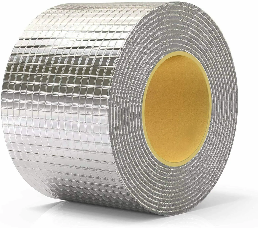 NEPROENT 2 inch x 16.5Ft Waterproof Butyl Rubber Tape External Aluminium Foil Suitable for Roof Leak, Surface Crack, Window Sill Gap, Pipe Rupture, Boat Sealing