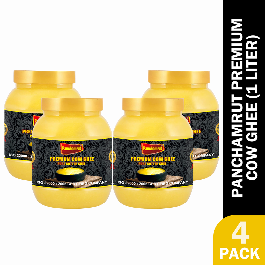 Panchamrut 1 Liter Premium Cow Ghee| Premium Cow Ghee| Cow Ghee 1000ML x 4