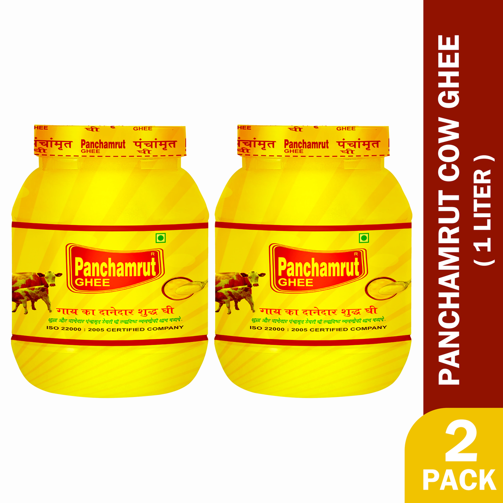 Panchamrut 1 Litre Desi Cow Ghee| Immunity Booster and 100% Pure Cow Ghee| Pure Ghee  (Pack  of  2)