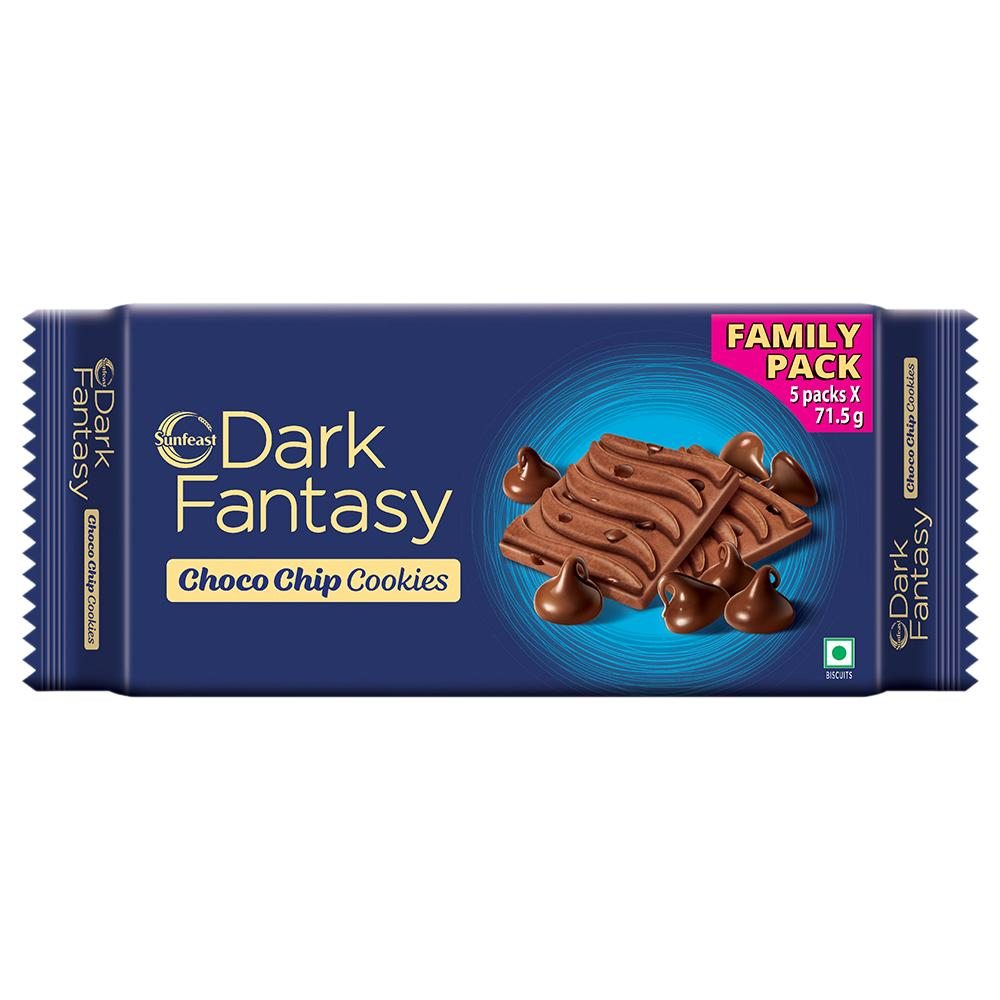 Sunfeast Dark Fantasy Choco Chip, Biscuit Made With Deliciously Rich Chocolate, 357.5g