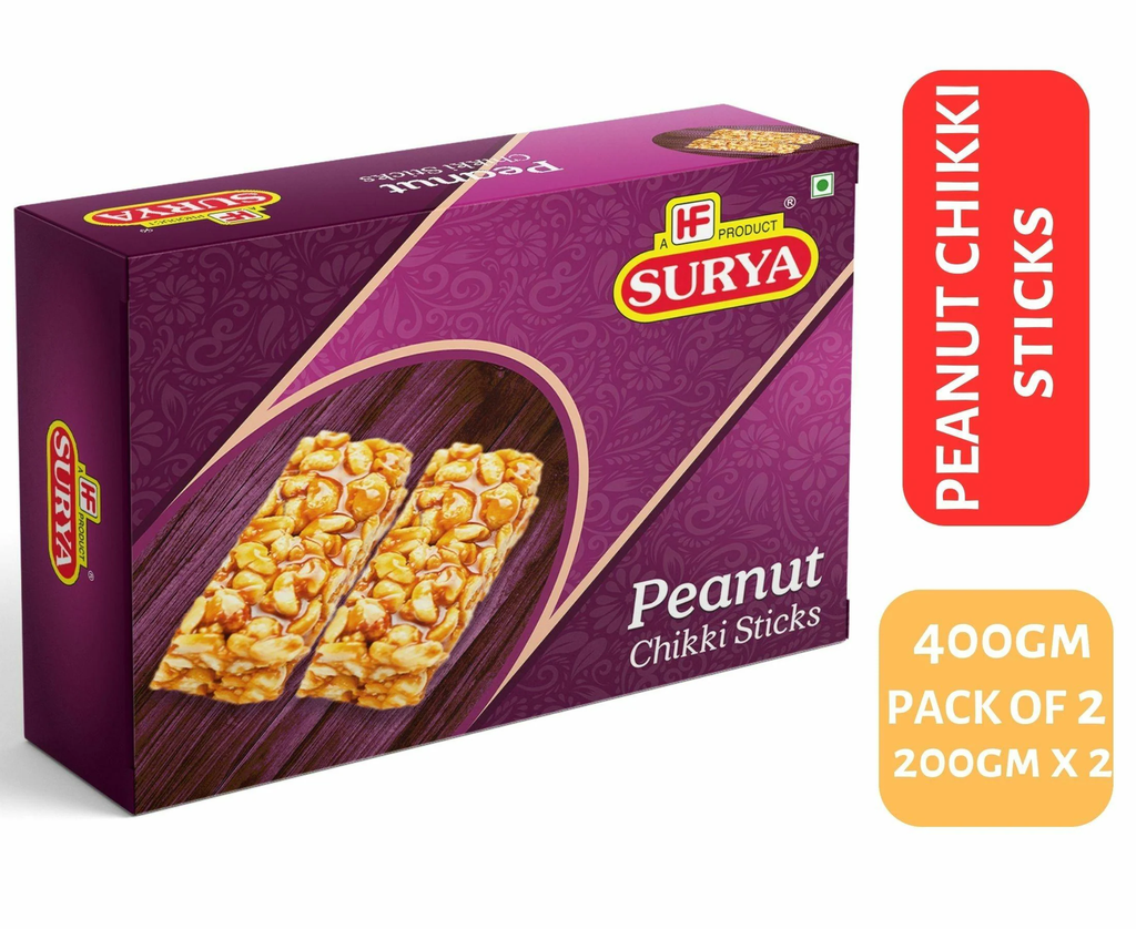 HF, Surya 400gm Peanut chikki (Pack of 2; 200gm x 2) |Phalli Chikki