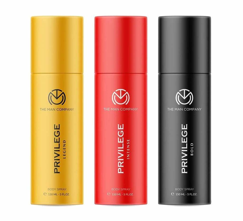 The Man Company Privilege Deodorants for Men - Legend, Bold & Intensey, Premium Fragrance with Long-Lasting Smell, Everyday Use Deo Combo Pack (150ml* 3)