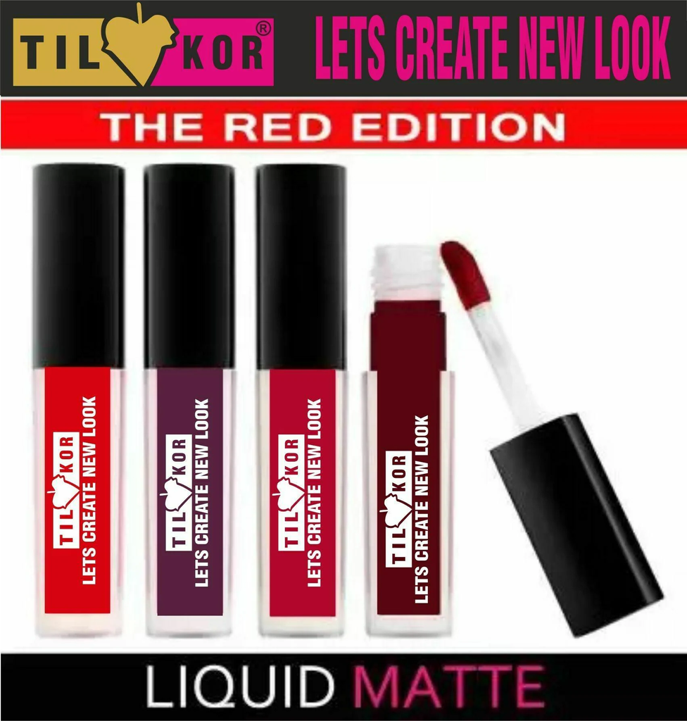 Tilkor Non Transfer Waterproof Longlasting Liquid Matte Mini Lipstick Combo Pack Of 4