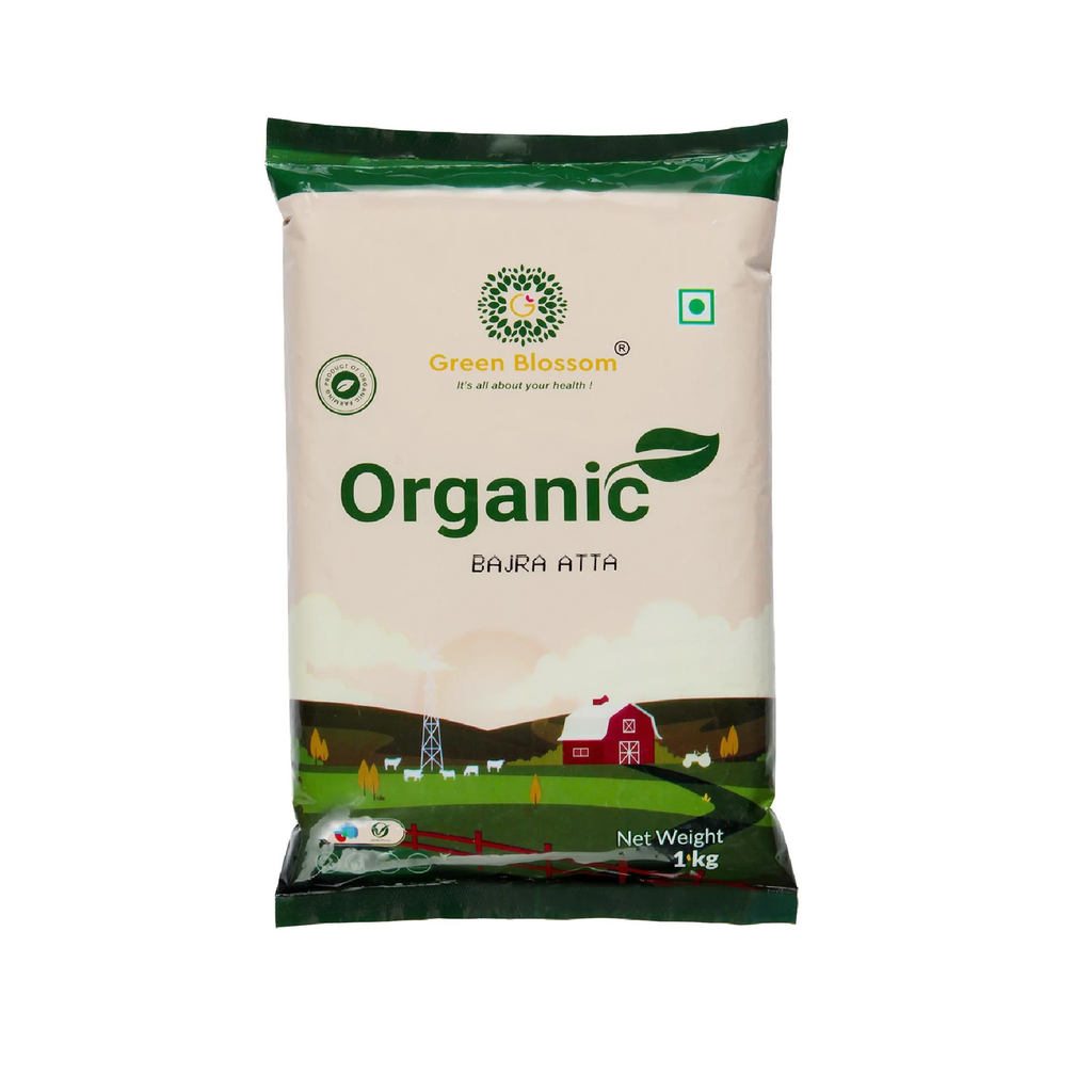 Organic Bajra Atta/Pearl Millet Flour - 5 Kg , ( 1 kg, Pack of 5)I Green Blossom