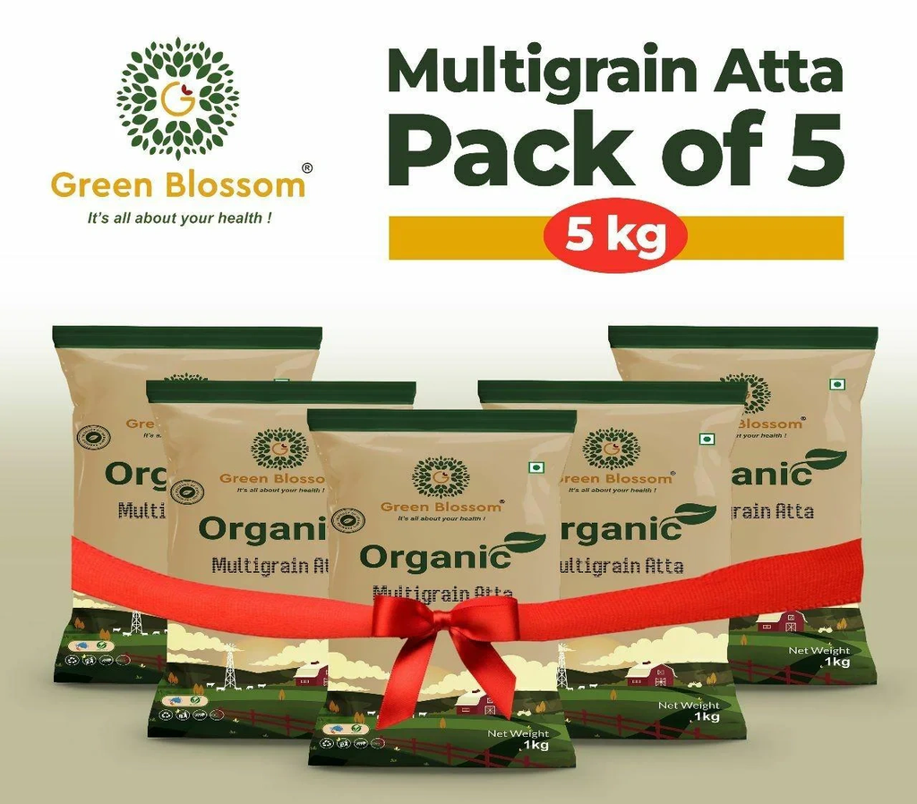 Organic Multi Grain Flour - 5Kg (1kg, Pack of 5 ) I Green Blossom