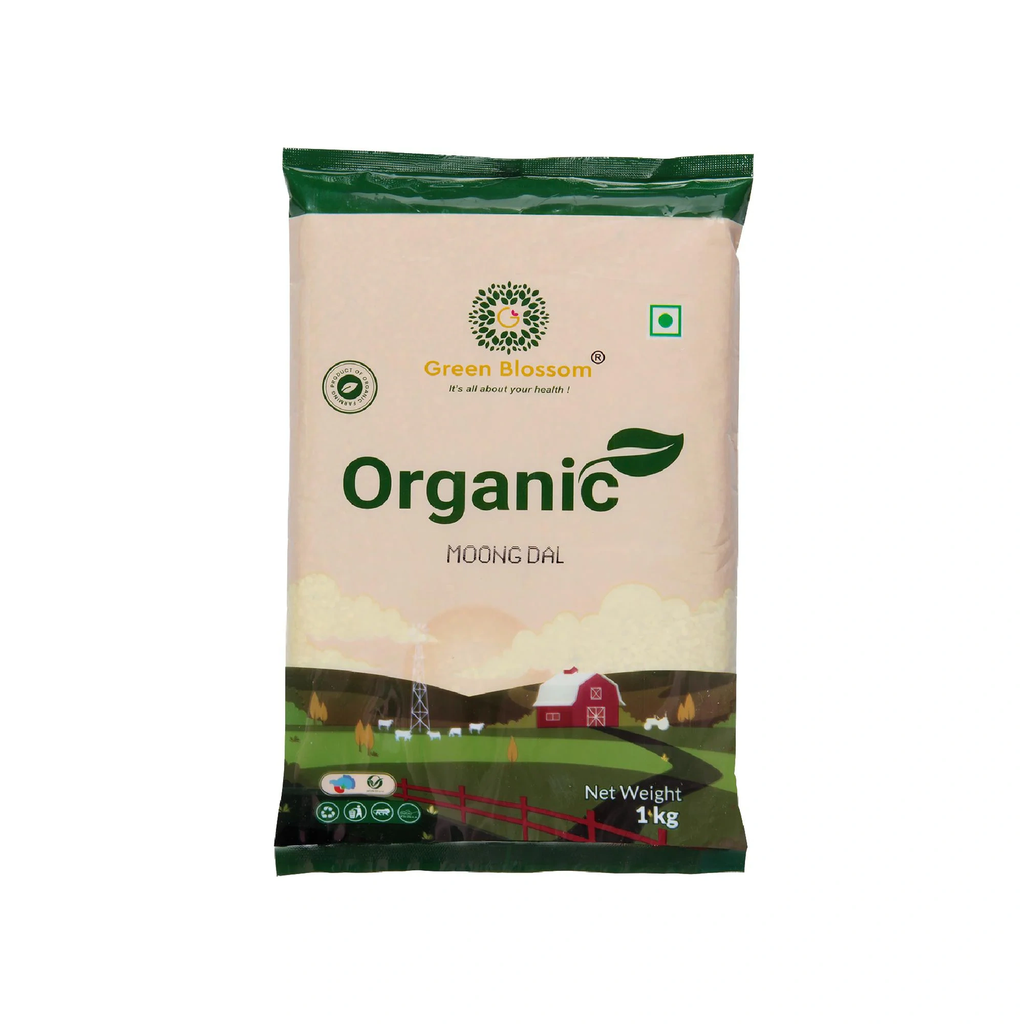 Moong Dal / Split Green Gram (Skin Less) - 5 Kg ( 1 Kg , Pack of 5) I Green Blossom
