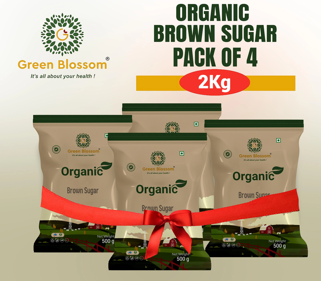 Organic Brown Sugar - 2 Kg (500 gms, Pack of 4) I Green Blossom