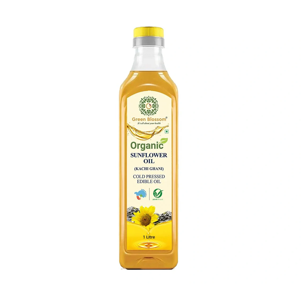 Organic Sunflower Oil ( Kachi Ghani) - 1 Ltr I Cold Press I Green Blossom