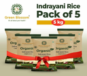 Organic Indrayani Rice (White) - 5 Kg (1 Kg, Pack of 5) I Green Blossom I Unpolished