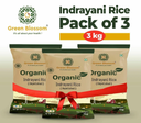Organic Indrayani Rice (White) - 3 Kg (1 Kg, Pack of 3) I Green Blossom