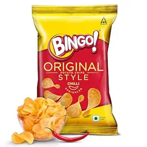 Bingo! Original Style Chilli Sprinkled - Flat Cut Spicy Potato Chips Pack for Snacks â€“ 90g
