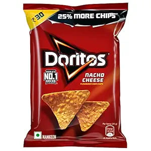 Doritos Nacho Chips, Nacho Cheese Flavour, Crunchy Crispy Chips & Snacks ,53g/56g (Weight May Vary)