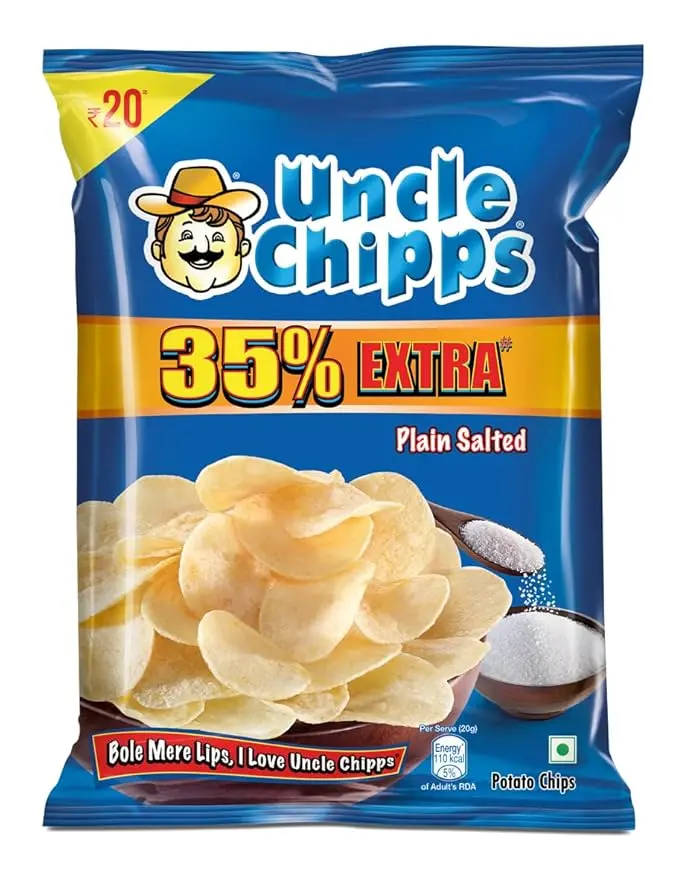 Uncle Chips Potato Chips 50g, Plain Salted Flavour, Crispy Chips & Snacks