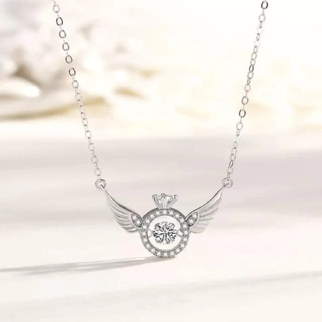 AJS Silver Plated Elegent Pendant Necklace for Women | Jewelry Wings Necklaces For Women necklace set | fashion necklace for women | Pendants Jewellery Gifts for Her | locket chain (Pack Of -1)