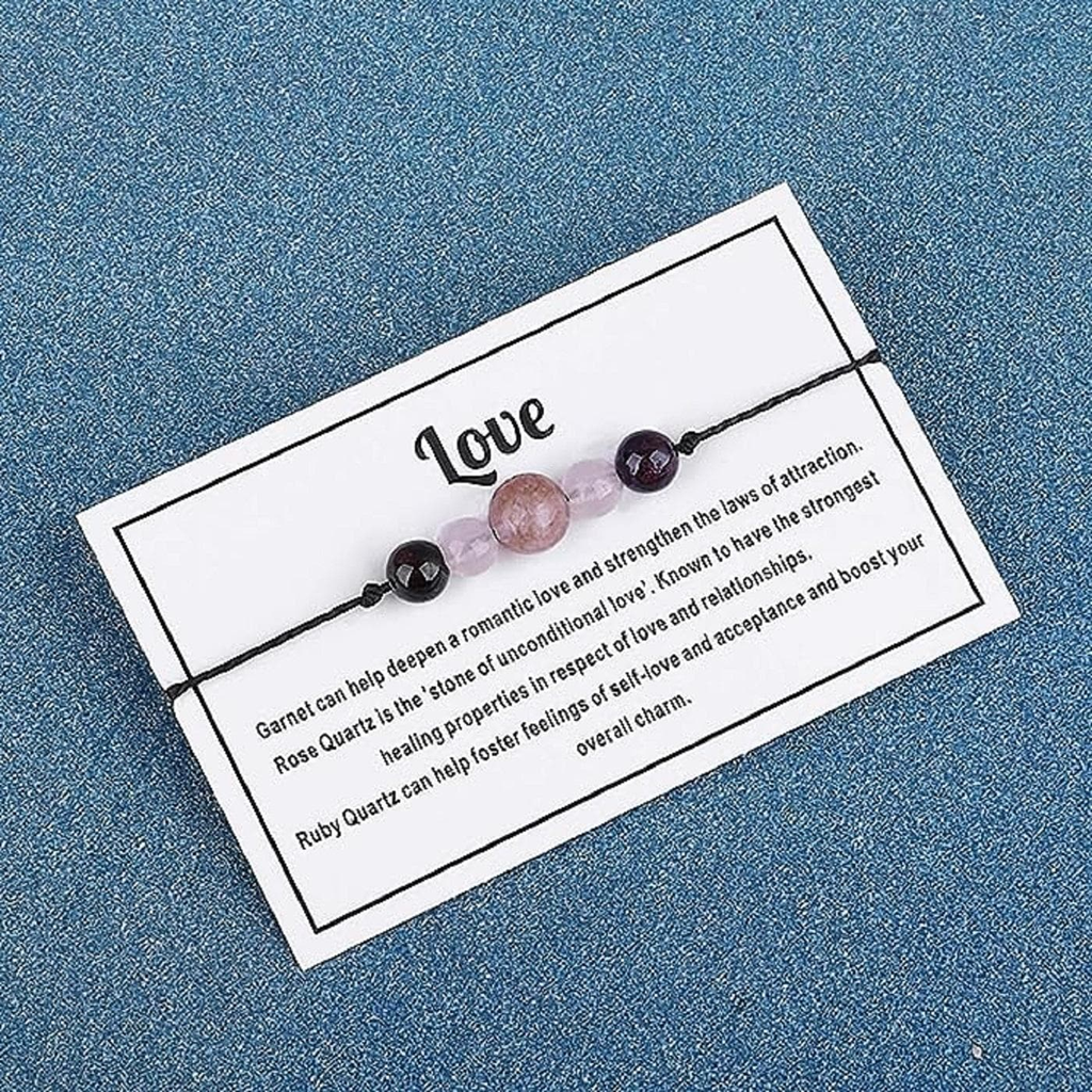 AJS Women's Beads Bracelet Braided Rope Handmade Crystal Stone Boho Bracelet Jewelry Gifts For Women