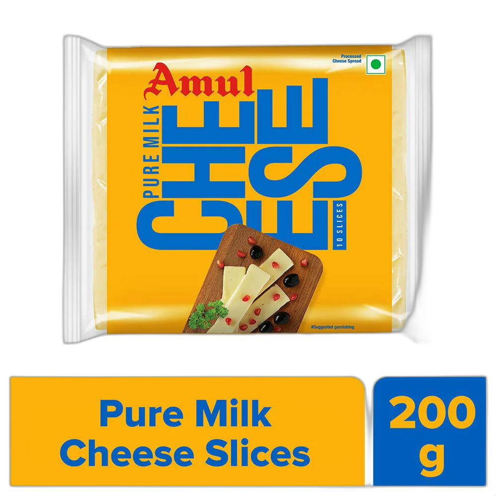Amul Plain Cheese Slices 200 g (Pack of 10)