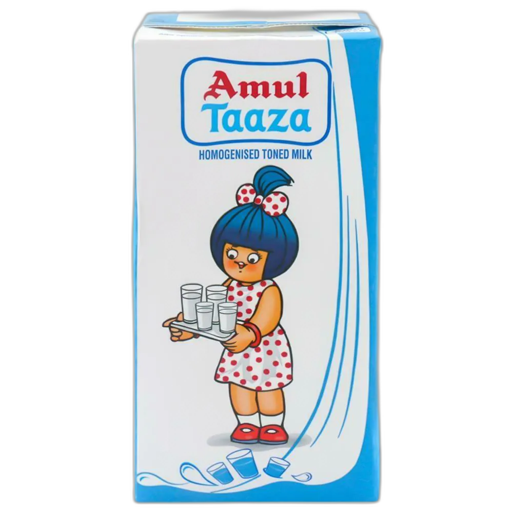 Amul Taaza Homogenised Toned Milk 1 L (Tetra Pak)