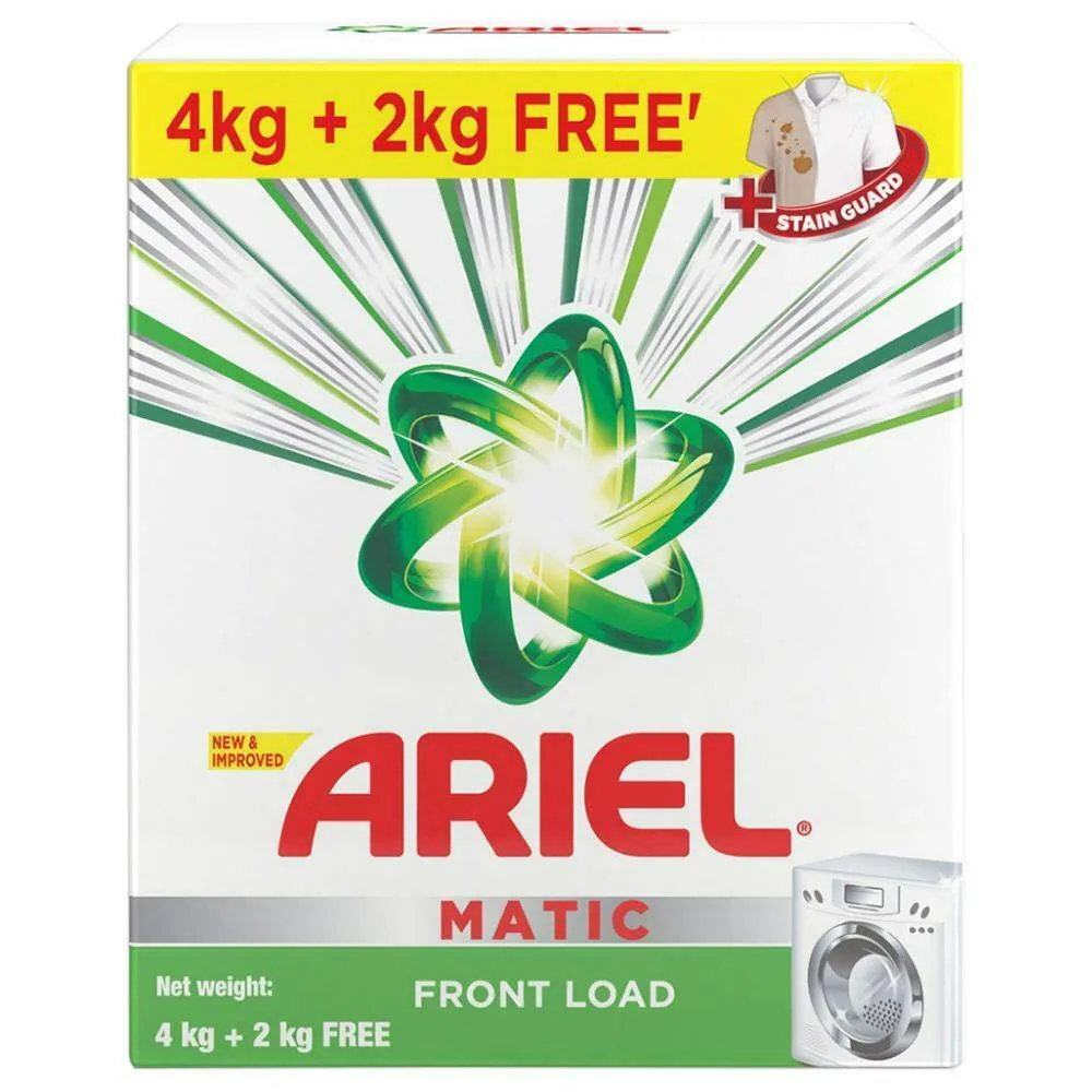 Ariel Matic Front Load Detergent Powder 4 kg (Get Extra 2 kg Free)