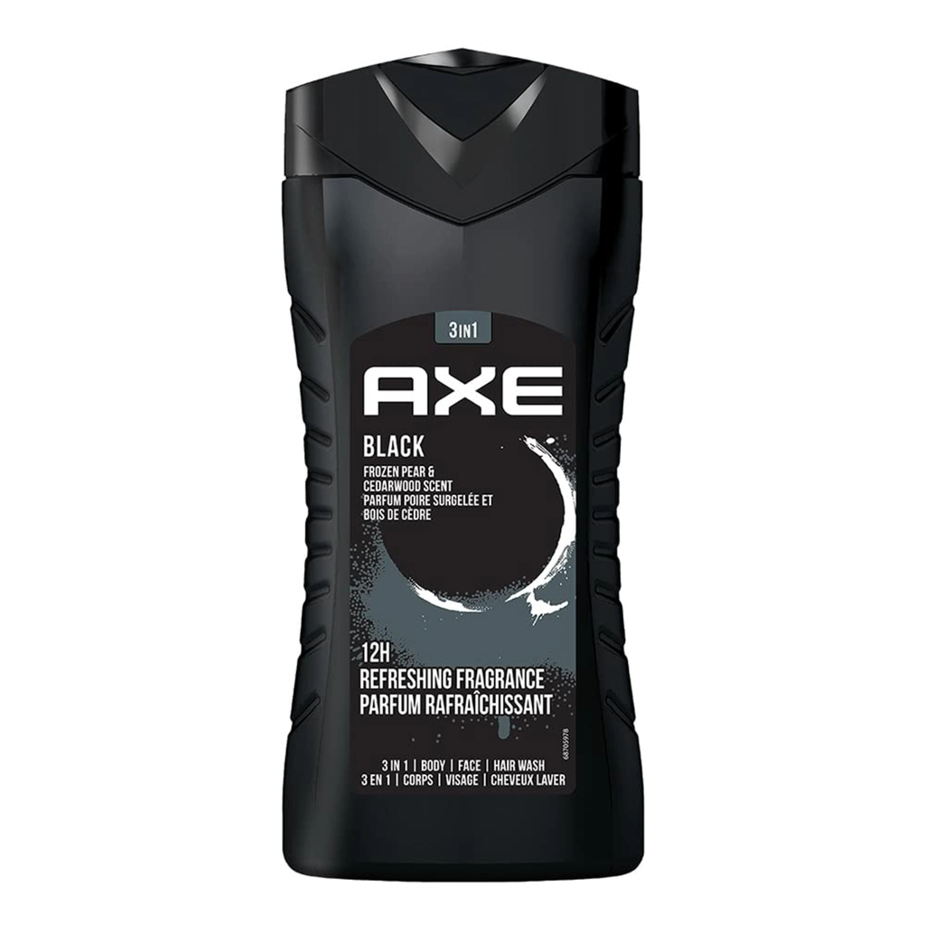 Axe Black 3 In 1 Body, Face And Hair Wash For Men, Long-Lasting Refreshing Frozen Pear And Cedarwood Fragrance, 250 Ml Lux