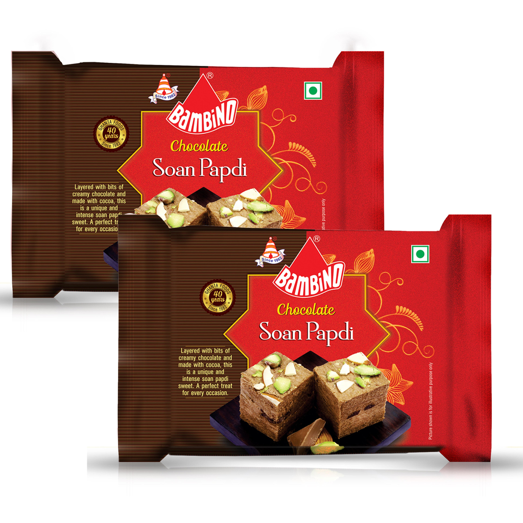 Bambino Soan Papdi Chocolate Flavour 400 Gms (Each 200 Gms X Pack of 2)