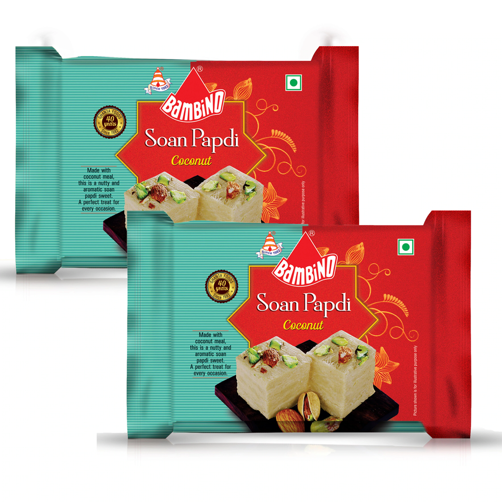 Bambino Soan Papdi Coconut Flavour 400 Gms ( Each 200 Gms X Pack of 2)