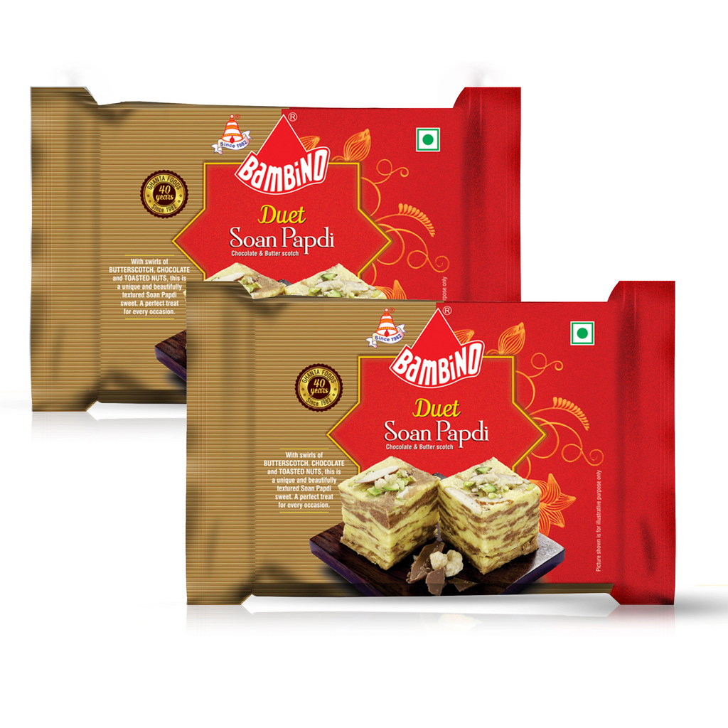 Bambino Soan Papdi Duet Flavour Diwali Sweets Pack of 400 Gms (Each 200 Gms X Pack of 2)