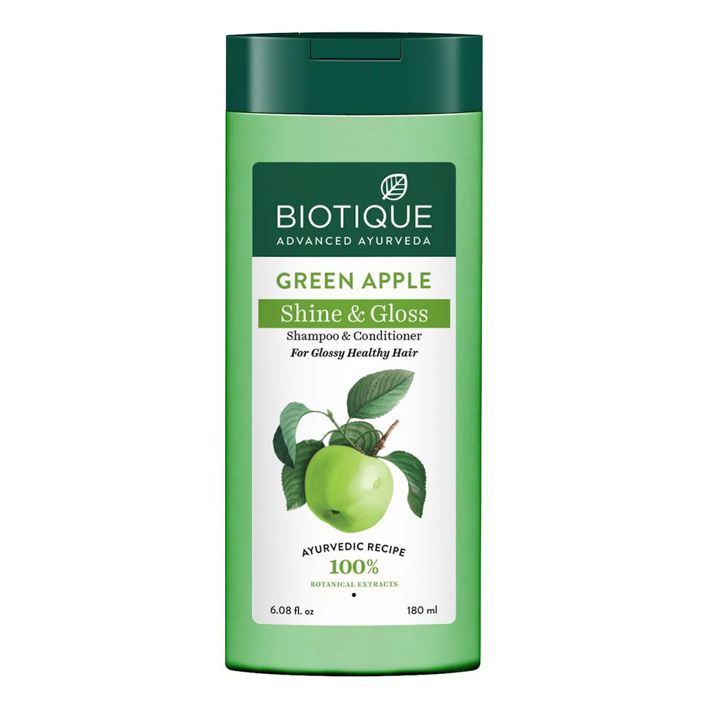 Biotique Green Apple Fresh Daily Purifying Shampoo and Conditioner for Oily Scalp and Hair 180ml (Pack of 2)