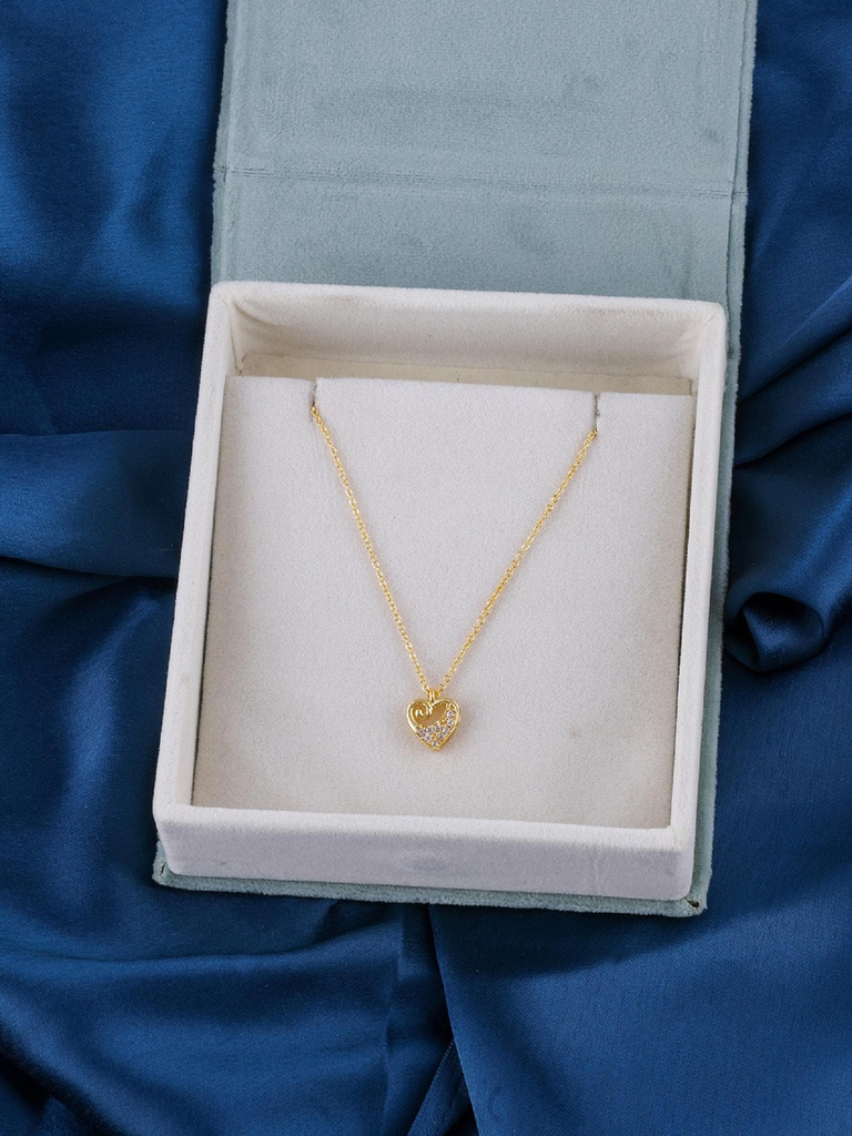 BRANDSOON Gold Tone Dazzling Diamonds Embellished Pendant Chain For Women and Girls