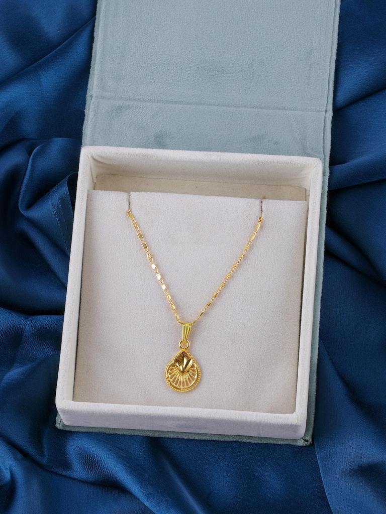 BRANDSOON Gold Tone Dazzling Diamonds Embellished Pendant Chain For Women and Girls