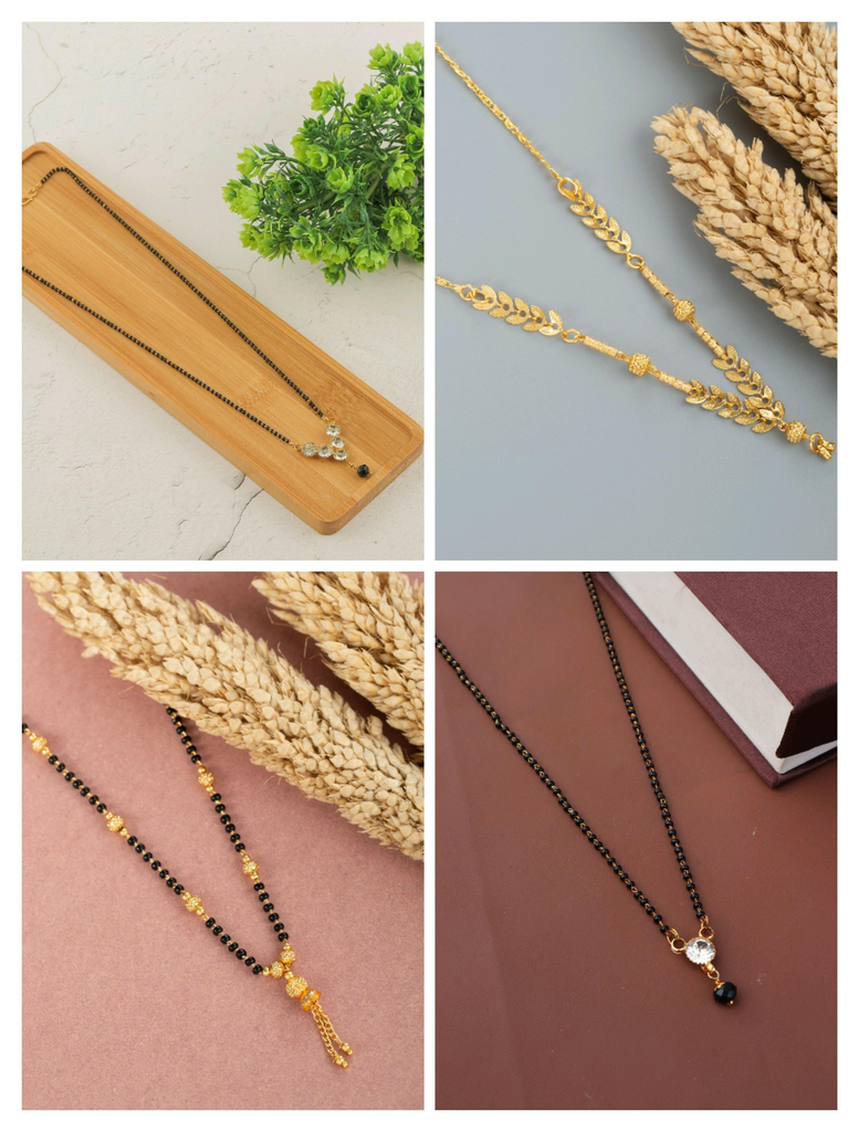 Brandsoon Women's Pride Traditional pack of 4 diamond Gold Plated Alloy Mangalsutra