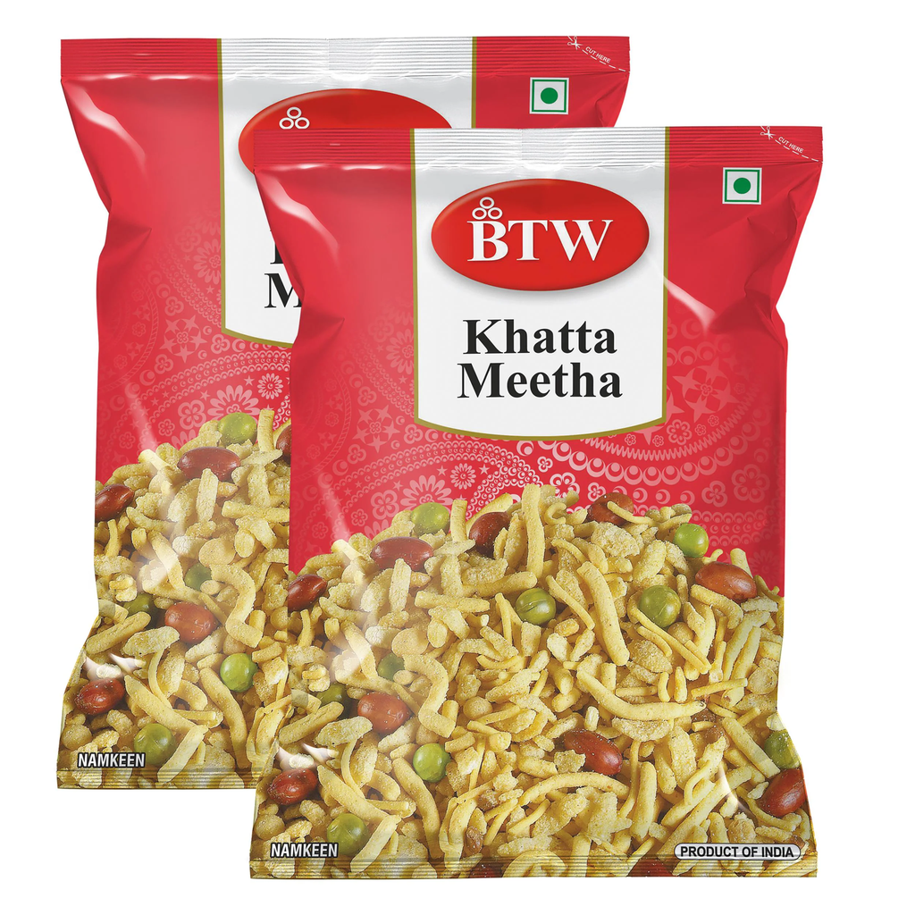 BTW Khatta Meetha Namkeen 400g (200g X 2) | Khatta Meetha Tasty Mixture Indian Snacks