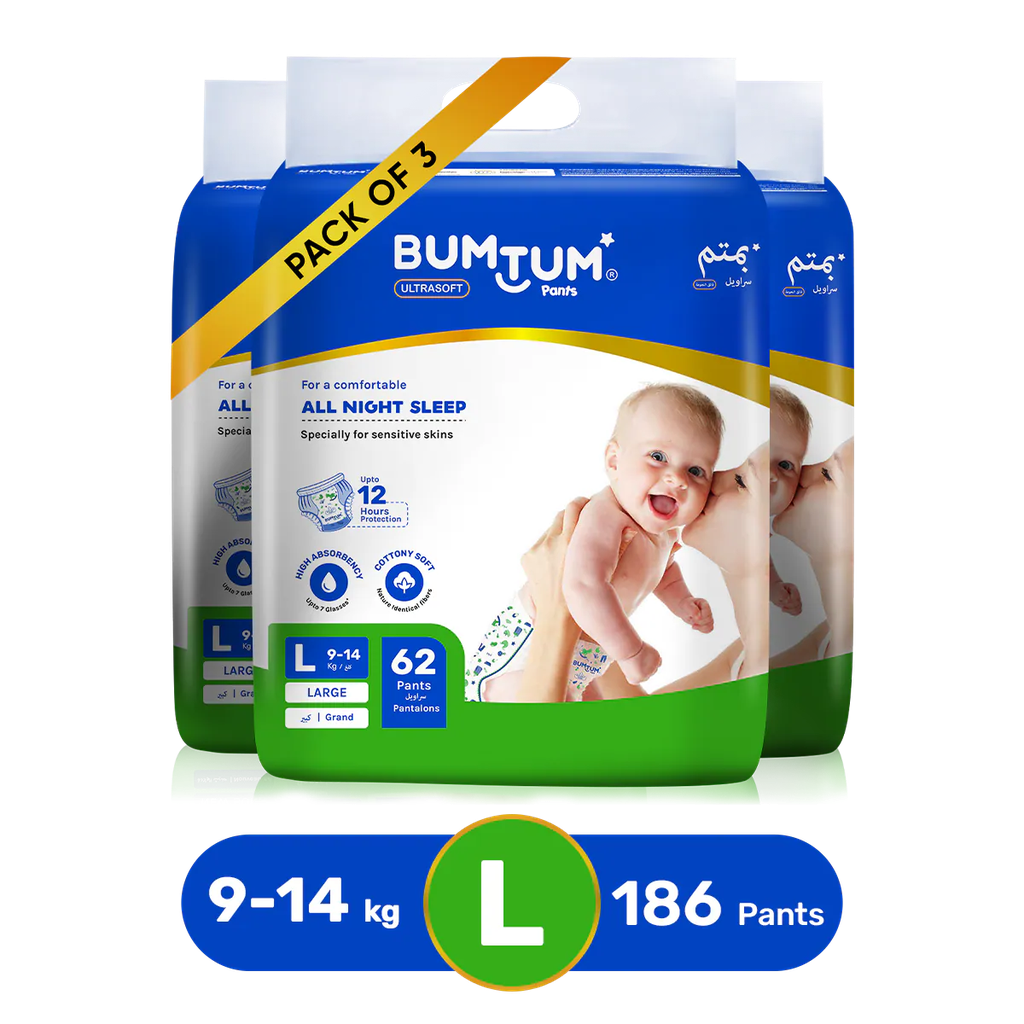 Bumtum Baby Diaper-Large (62 pcs) Pack of 3