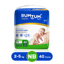 Bumtum Baby Diaper Pants, New Born, 40 Count, Double Layer Leakage Protection Infused With Aloe Vera, Cottony Soft High Absorb Technology (Pack of 1)