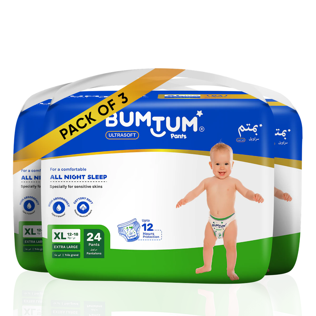 Bumtum Baby Diaper Pants, XL Size 72 Count, Double Layer Leakage Protection Infused With Aloe Vera, Cottony Soft High Absorb Technology (Pack of 3)