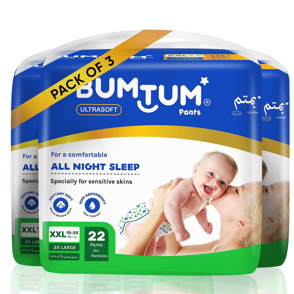 Bumtum Baby Diaper Pants, XXL Size 66 Count, Double Layer Leakage Protection Infused With Aloe Vera, Cottony Soft High Absorb Technology (Pack of 3)