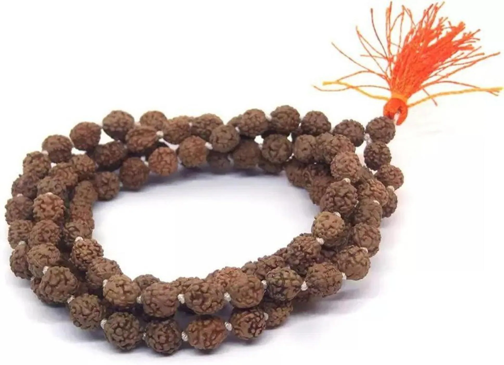 Chopra Gems Wood Five Face Rudraksha Japa Mala Brown