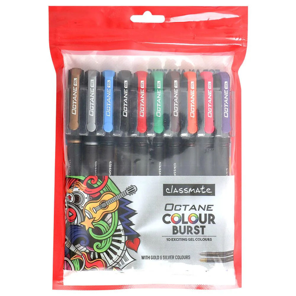 Classmate Octane Colour Burst Plastic Gel Pens 10 pcs